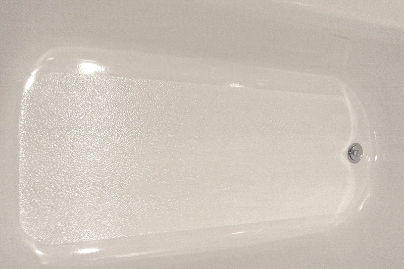 Tub inlay installed in fiberglass tub
